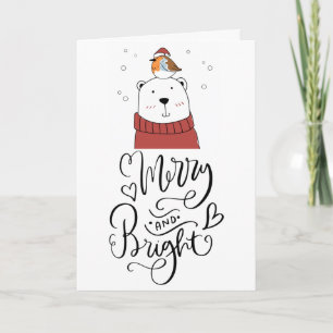 Tarjeta Festiva Oso Polar Caprichoso de Vacaciones Alegre y Brilla