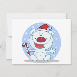 Tarjeta Festiva Oso Polar Con Cañones Candy Camisas Vacacionales