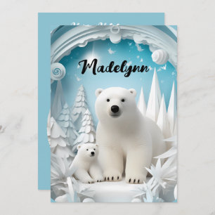 Tarjeta Festiva Oso polar con el frío invierno blanco del océano á