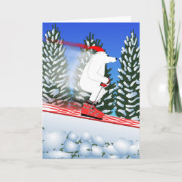 Tarjeta Festiva Oso Polar de Esquí