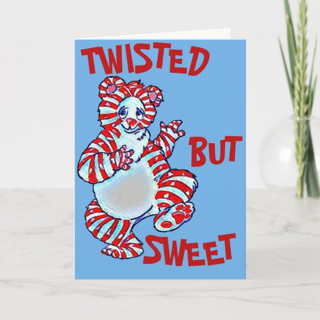 Tarjeta Festiva Oso Polar de Peppermint torcido (Anverso)