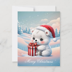 Tarjeta Festiva Oso polar de pequeños Navidades