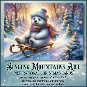 Tarjeta Festiva Oso Polar de Woodland y Navidades de la Biblia Sle