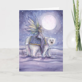 Tarjeta Festiva Oso polar del montar a caballo de hadas místico de