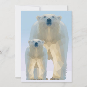 Tarjeta Festiva Oso polar geométrico lindo con bebé