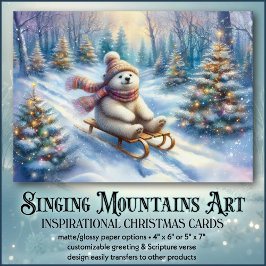 Tarjeta Festiva Oso Polar inspirador condujo a Navidades cristiano