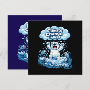 Tarjeta Festiva Oso Polar Kawaii El Cambio Climático Es Real