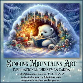 Tarjeta Festiva Oso polar lindo leyendo la biblia de KJV contra Na