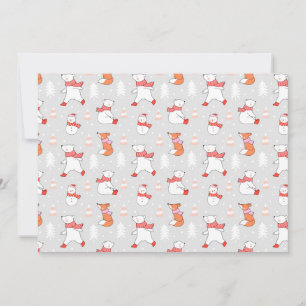 Tarjeta Festiva Oso Polar Lindo Zorro Muñeco de Nieve Patrón