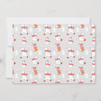 Tarjeta Festiva Oso Polar Lindo Zorro Muñeco de Nieve Patrón