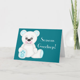 Tarjeta Festiva Oso Polar Navidades Azules