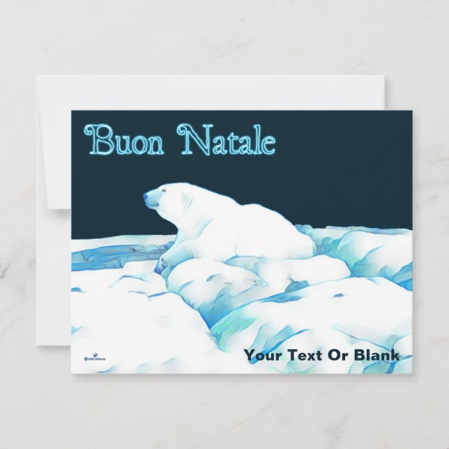 Tarjeta Festiva Oso Polar Sobre El Hielo - Buon Natale (Anverso)