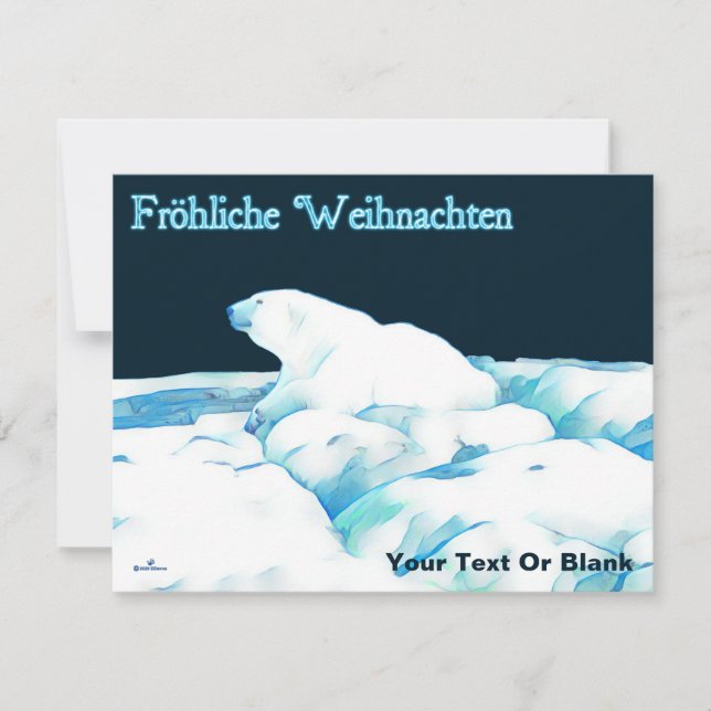 Tarjeta Festiva Oso Polar Sobre El Hielo - Fröhliche Weihnachten (Anverso)