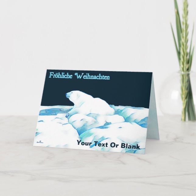 Tarjeta Festiva Oso Polar Sobre El Hielo - Fröhliche Weihnachten (Anverso)