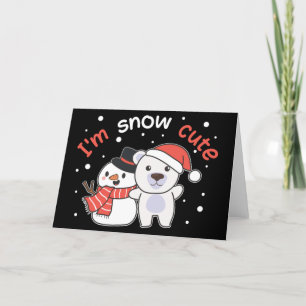 Tarjeta Festiva Oso Polar Soy Cute Muñeco de Nieve Nieve Pun Fiest