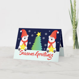 Tarjeta Festiva Oso polar temático de vacaciones
