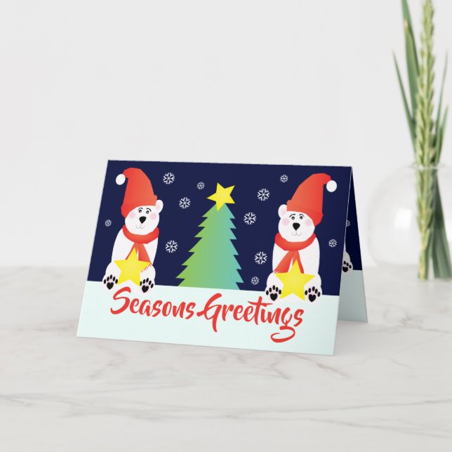 Tarjeta Festiva Oso polar temático de vacaciones (Anverso)