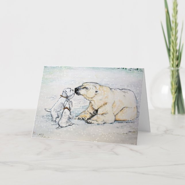 Tarjeta Festiva Oso Polar Westies (Anverso)