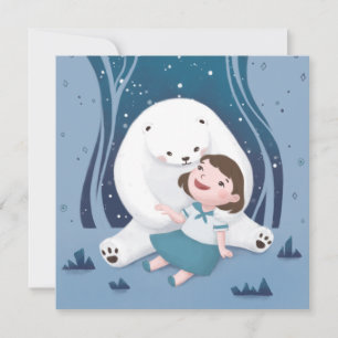 Tarjeta Festiva Oso polar y Ilustracion infantil