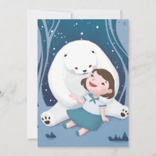 Tarjeta Festiva Oso polar y Ilustracion infantil