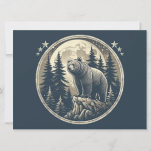 Tarjeta Festiva Oso silvestre clásico/vintage