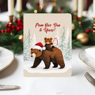 Tarjeta Festiva Osos Adorables y Mensaje Festivo