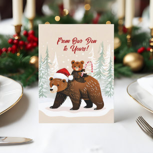 Tarjeta Festiva Osos Adorables y Mensaje Festivo