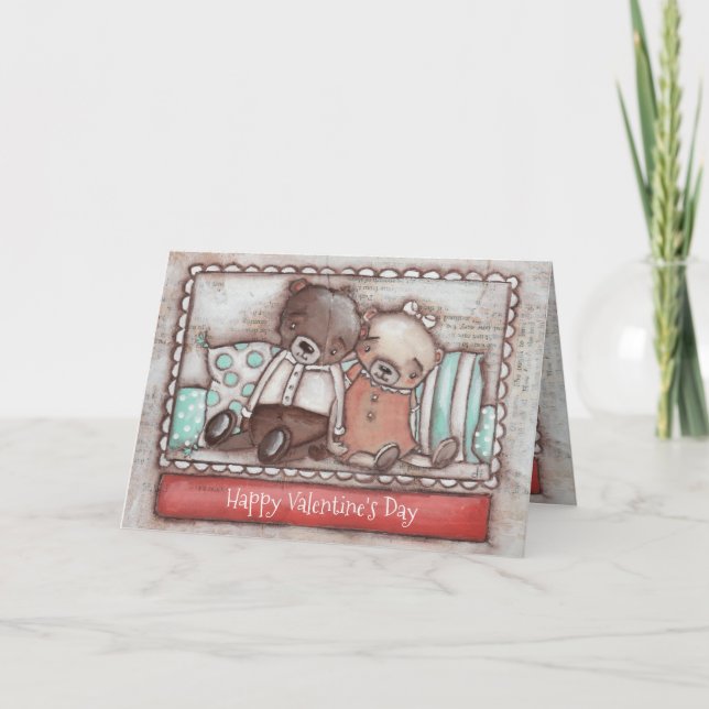 Tarjeta Festiva Osos afortunados - San Valentín (Anverso)
