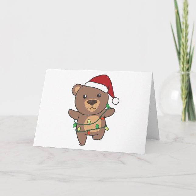 Tarjeta Festiva Osos animales de invierno Navidades de oso (Anverso)