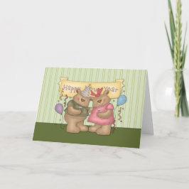 Tarjeta Festiva Osos de la Feliz Año Nuevo
