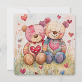 Tarjeta Festiva Osos de parches de San Valentín