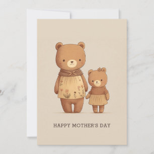 Tarjeta Festiva Osos de peluche animados lindos. Día de Mathers