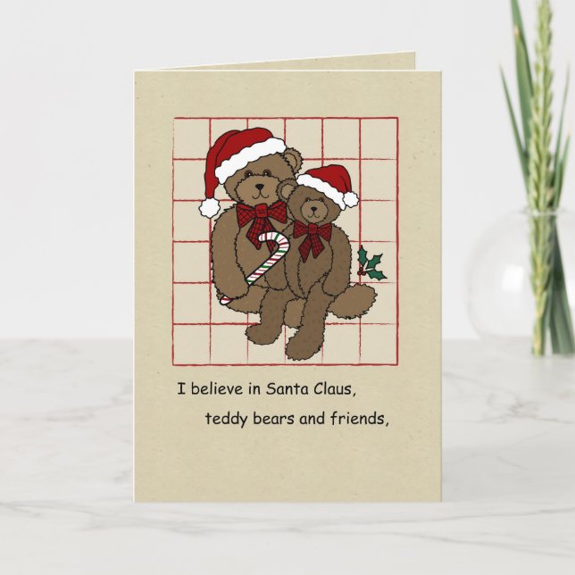 Tarjeta Festiva Osos de peluche de estilo rural para Navidades (Anverso)