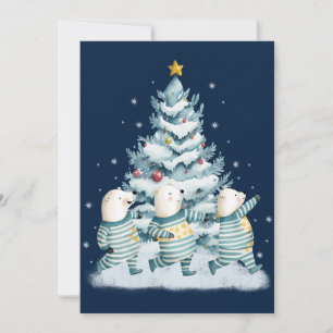Tarjeta Festiva Osos polares adorables de acuarela