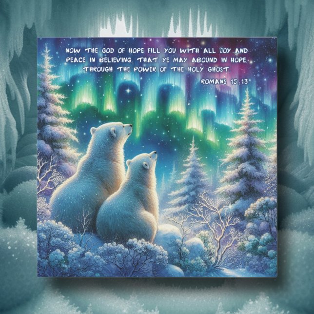 Tarjeta Festiva Osos polares de las luces del norte Navidades cris (Subido por el creador)