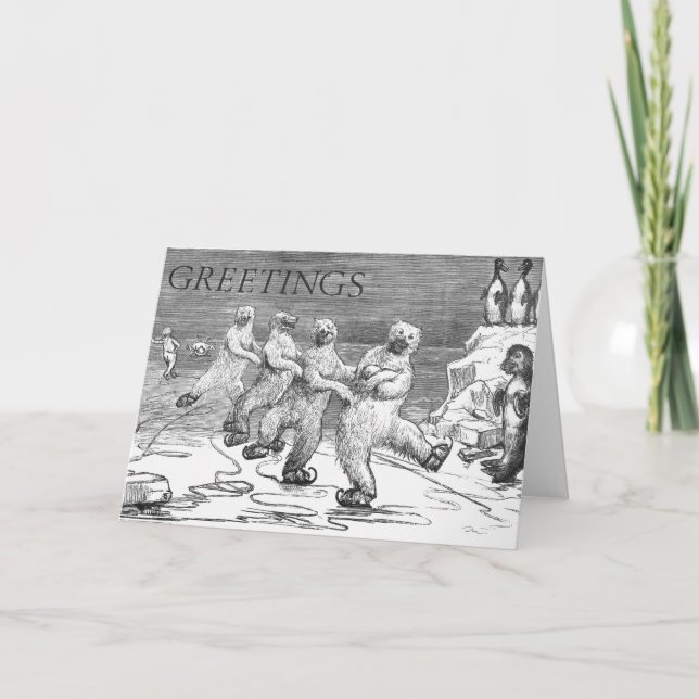 TARJETA FESTIVA OSOS POLARES ICESKATING (Anverso)