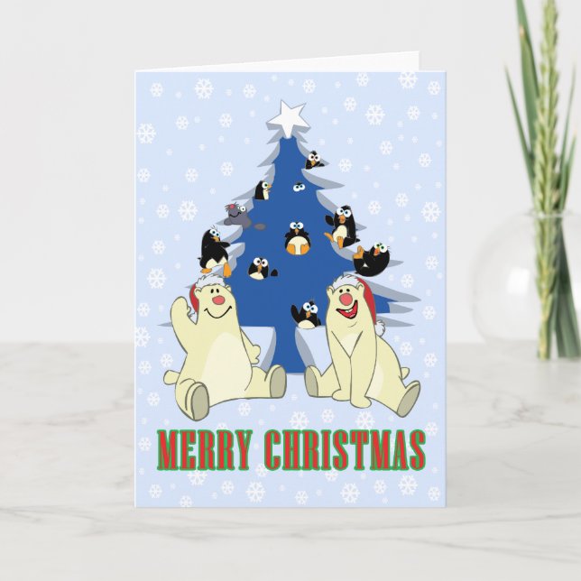Tarjeta Festiva Osos polares navidades (Anverso)