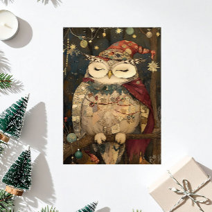 Tarjeta Festiva Osric el Búho Fantasía del Bosque