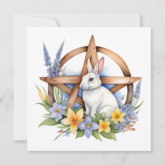 Tarjeta Festiva Ostara Bunny Spring Equinox Eostre Wicca (Anverso)