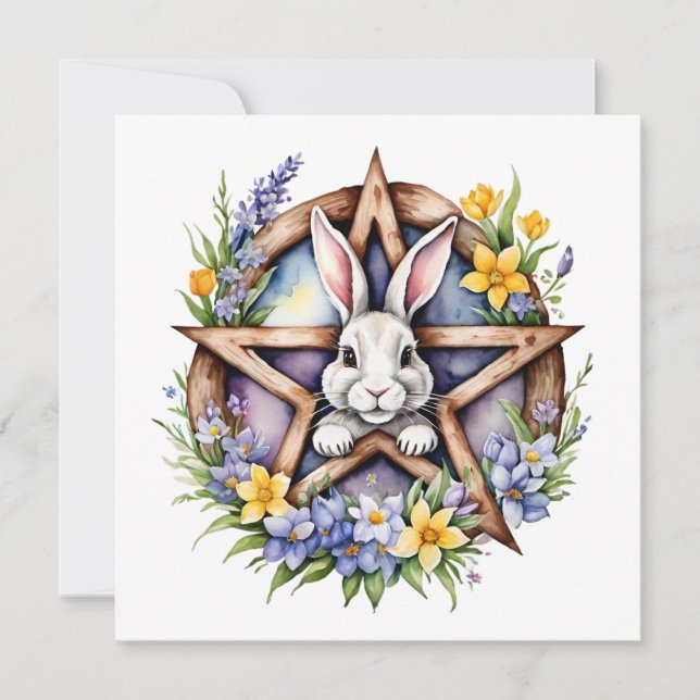 Tarjeta Festiva Ostara Bunny Spring Equinox Eostre Wicca (Anverso)
