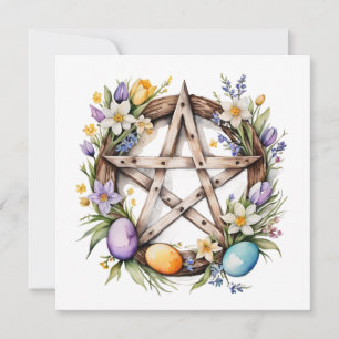 Tarjeta Festiva Ostara Estrella Pentáculo Equinoccio de Primavera