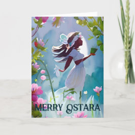 Tarjeta Festiva Ostara Goddess Floral Spring Forest Pagan