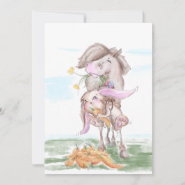Tarjeta Festiva Osterkarte mit süssem Hasen und Pferd