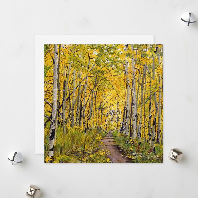 Tarjeta Festiva Otoño en los árboles de Aspen (Anverso/Reverso In Situ)