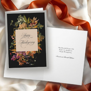 Tarjeta Festiva Otoño Floral Elegante Escritura Día de Acción de G