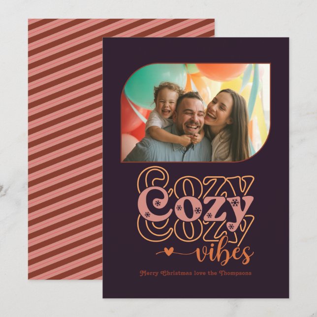 Tarjeta Festiva Otoño Glow Cosy Vibes Solo Navidades Foto (Anverso / Reverso)