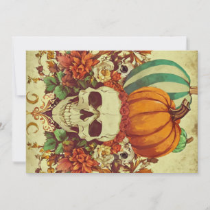Tarjeta Festiva Otoño/Halloween/calabaza/esqueleto