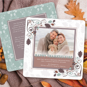 Tarjeta Festiva Otoño otoño deja a Brown Swirls foto de Acción de 