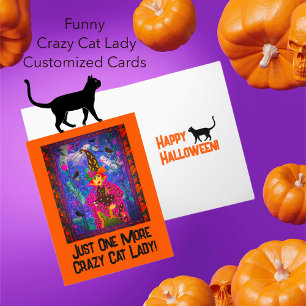Tarjeta Festiva Otra Crazy Cat Lady Witch Halloween