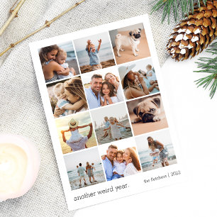 Tarjeta Festiva Otro año raro   Año en Collage de fotos de revisió